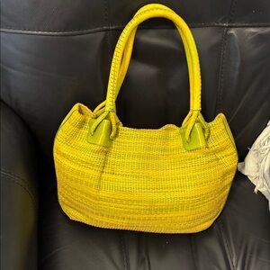 Monsac Yellow and Green Tote Bag